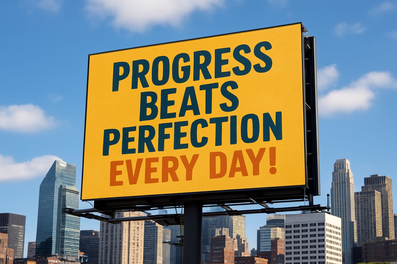 Progress Beats Perfection billboard 5.2025