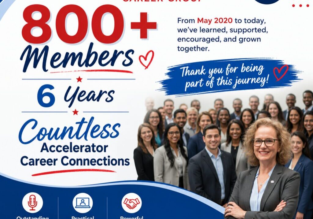 Group of professionals celebrating 800+ members